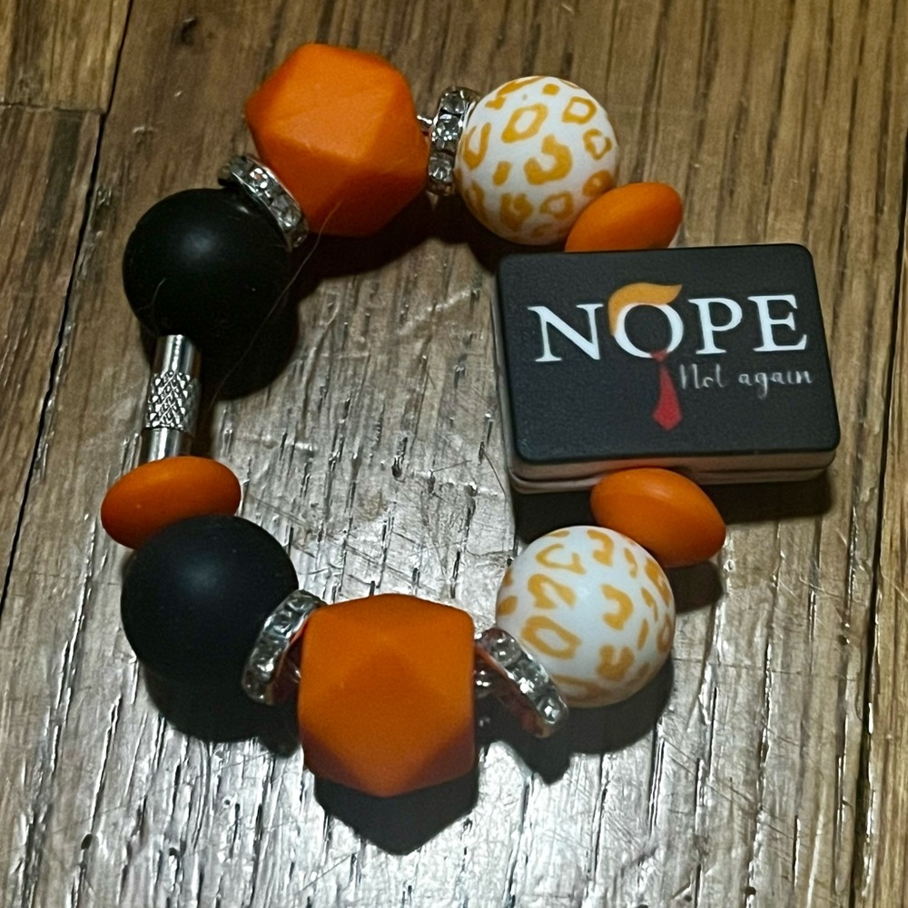 Handmade liberal anti Trump no kings Beaded Tumbler cup handle accessory charm